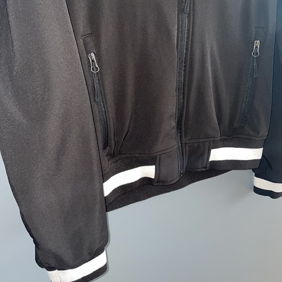 Reebok Black & White Zippered Athletic Bomber Jacket - Picture 5 of 9